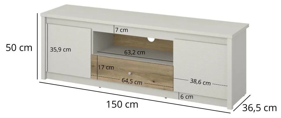 TV szekrény Kodro 2 (kasmír + evoke tölgy) . 1116949