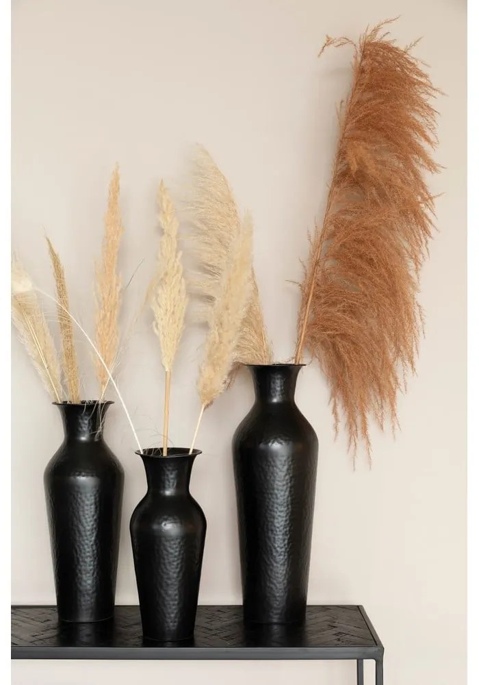 Fekete acél magas váza (magasság 49 cm) Dunja – White Label