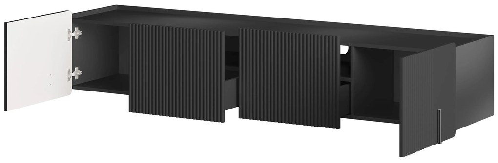 Malmi fali TV-szekrény 200 cm - matt fekete / fekete