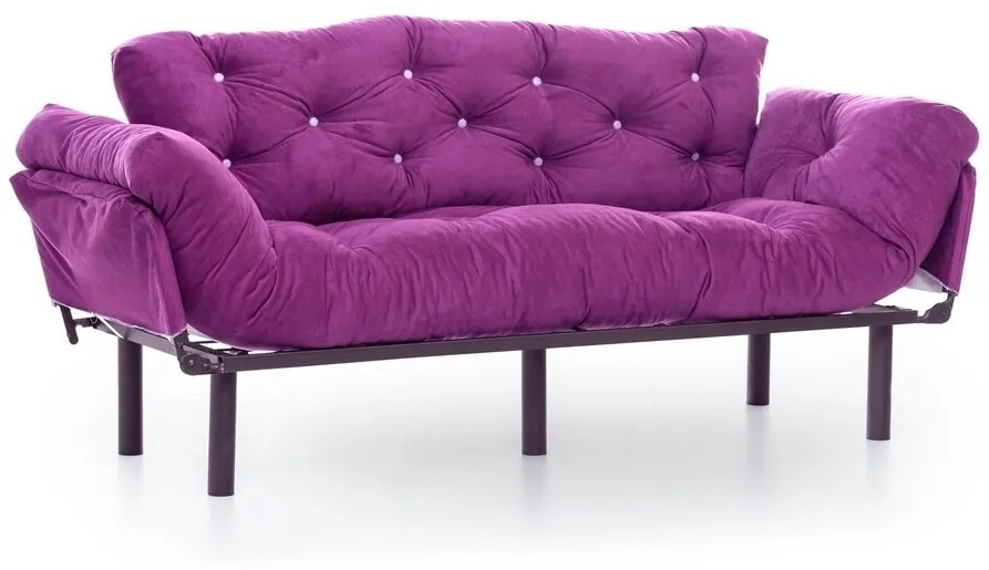 Kanapéágy Nitta Triple, Futon, 3 ülőhely, 225x70 cm, fém, lila