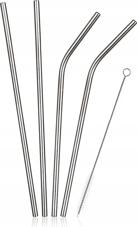 Rozsdamentes acél szívószál szett 4+1 tisztítóval