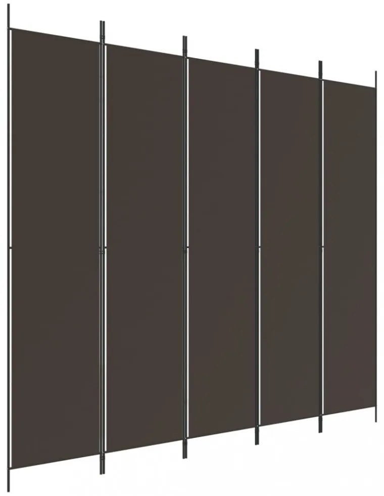 5 paneles barna szövet paraván 250 x 220 cm