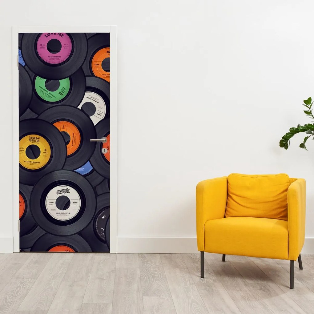 Fotótapéta ajtóra - Zenei lemezjátszók (95x205cm)