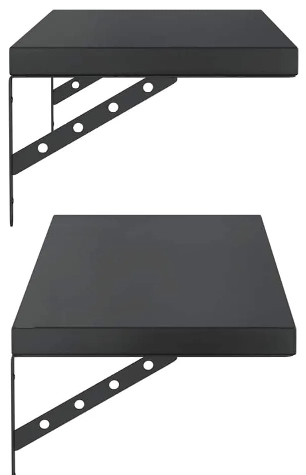 2 db fekete rozsdamentes acél fali polc 100 x 30 cm
