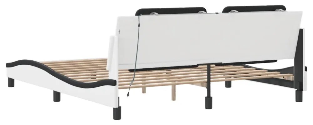 fehér és fekete ágykeret LED-ekkel matrac nélkül Zadar 180 x 200 cm