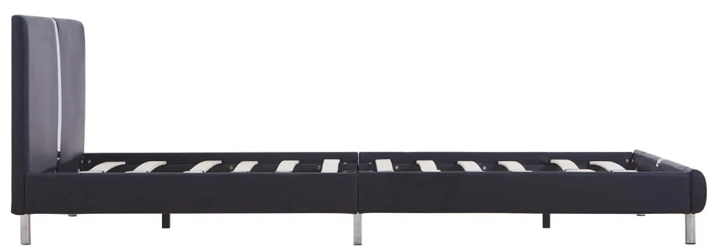 fekete műbőr ágykeret matrac nélkül 135 x 190 cm