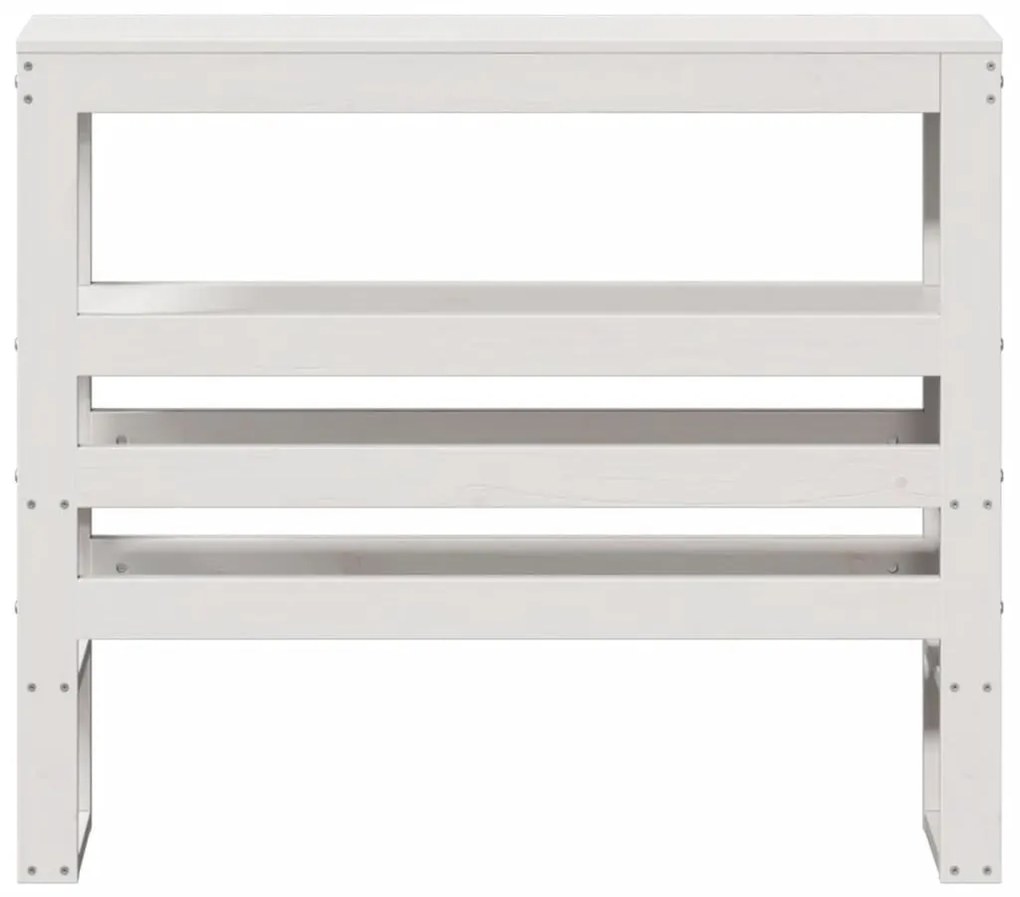 fehér tömör fenyőfa fejtámla polcokkal 75 cm