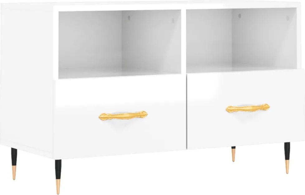 vidaXL fehér magasfényű szerelt fa TV-szekrény 80x36x50 cm