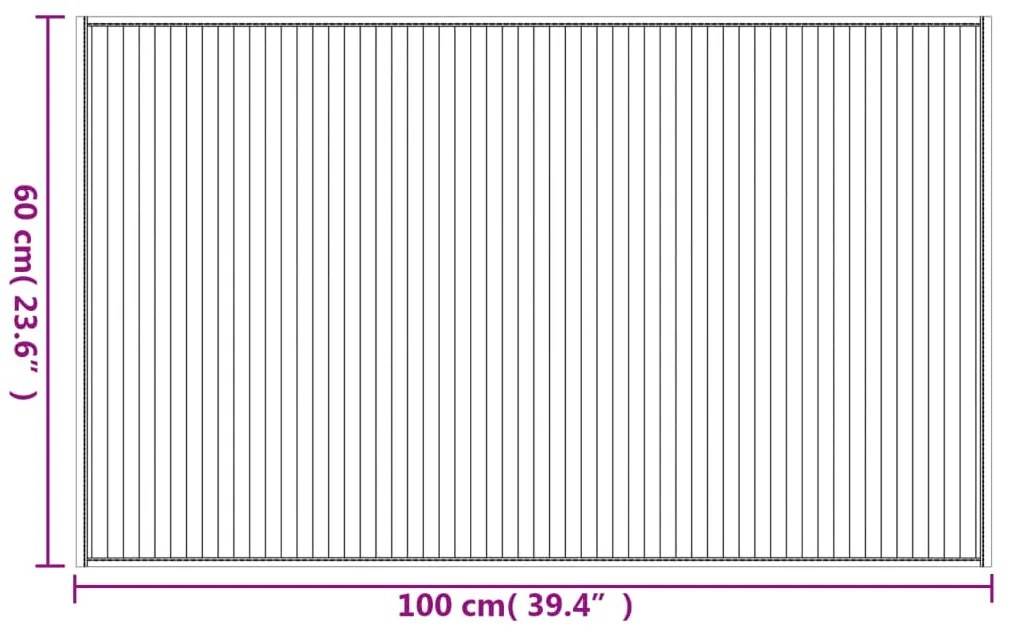 négyszögletű sötétbarna bambusz szőnyeg 60 x 100 cm