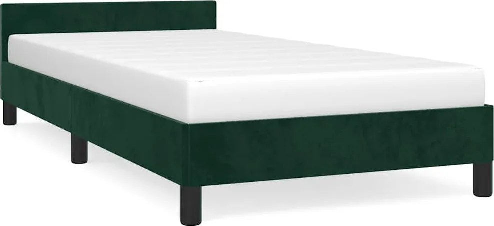 vidaXL sötétzöld bársony ágykeret matrac nélkül 80 x 200 cm
