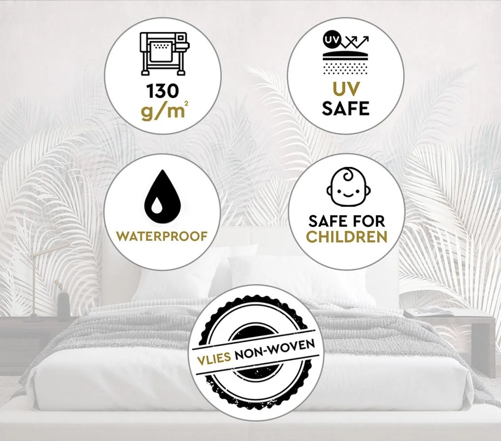 Gario Fotótapéta Pálmalevelek szürke Anyag: Vlies, Méret: 150 x 105 cm