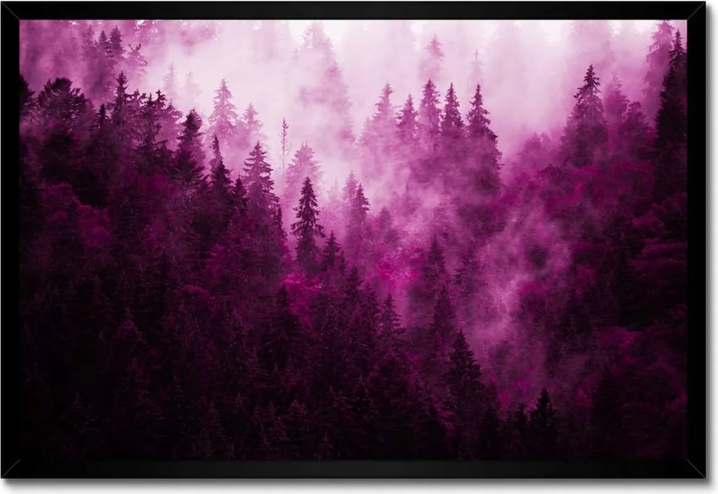 Poszter fekete keretben 60x40 Tájkép Rózsa Hegyek Köd