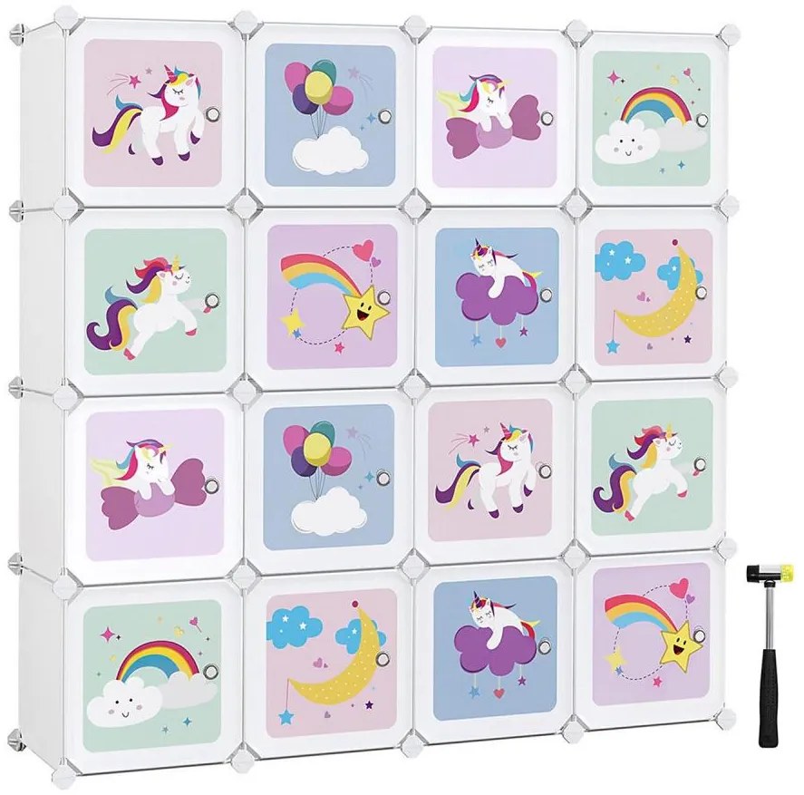 Gyerek moduláris szekrény színes ANET tárolódobozokkal