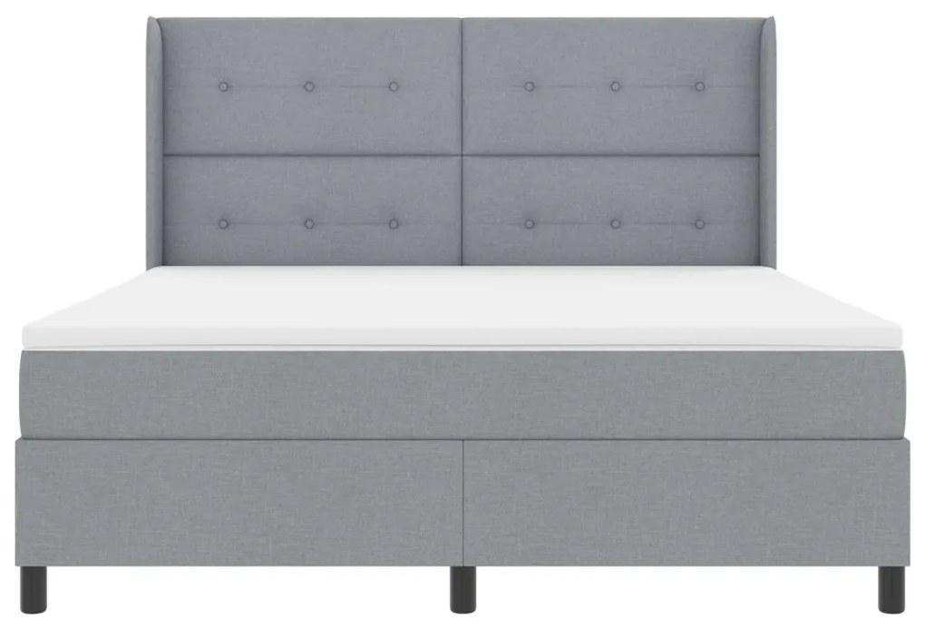 Boxspring Ágy Matraceval Világosszürke 180x200 cm Szövet