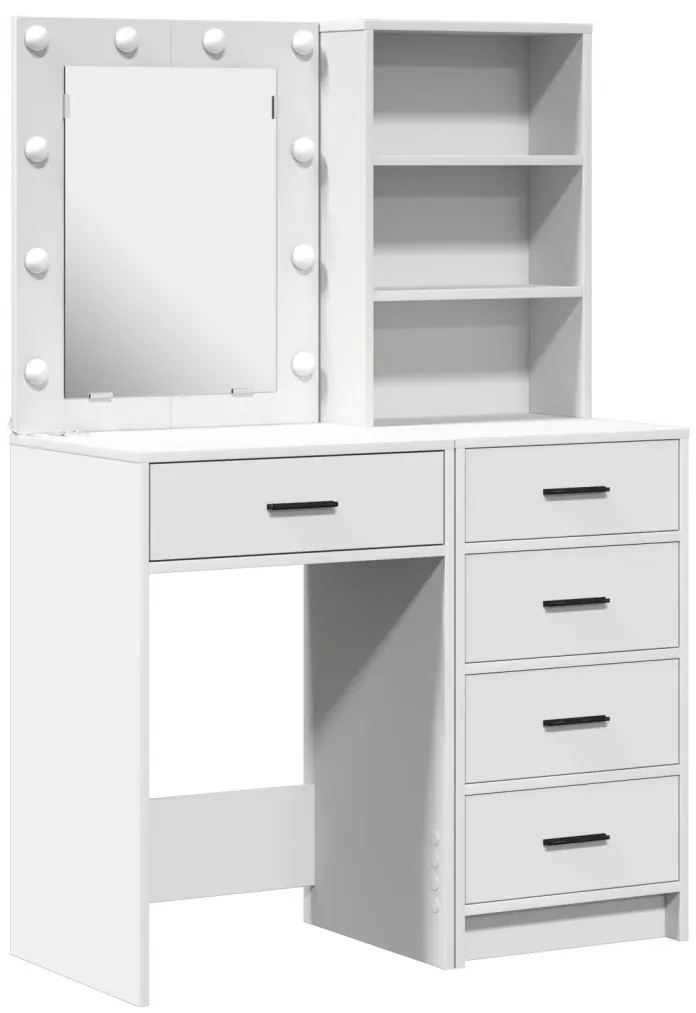 Öltözködőasztal fiókkal 2 pcs Fehér 50 x 41 x 135 cm Faanyag