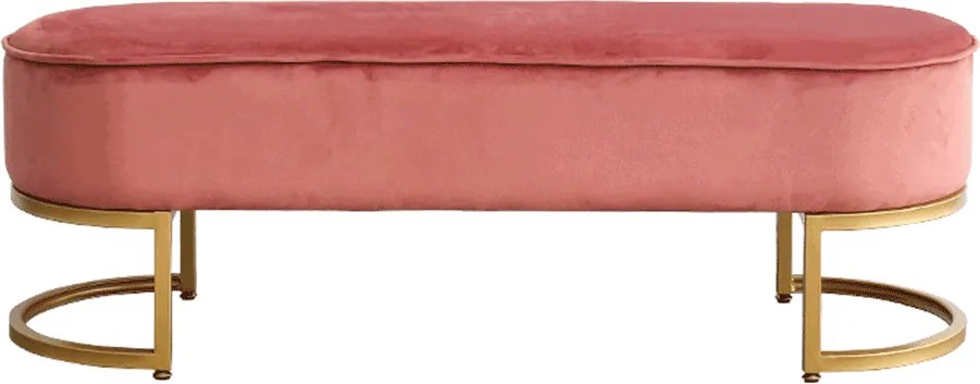 Dizájnos pad, rózsaszín Velvet szövet/gold króm-arany, MIRILA NEW