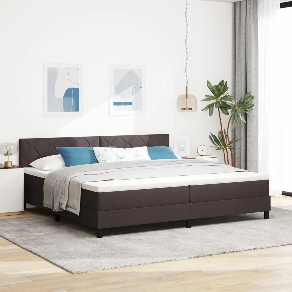 vidaXL Boxspring Ágy Mattal Sötétbarna 200x200 cm Szövet