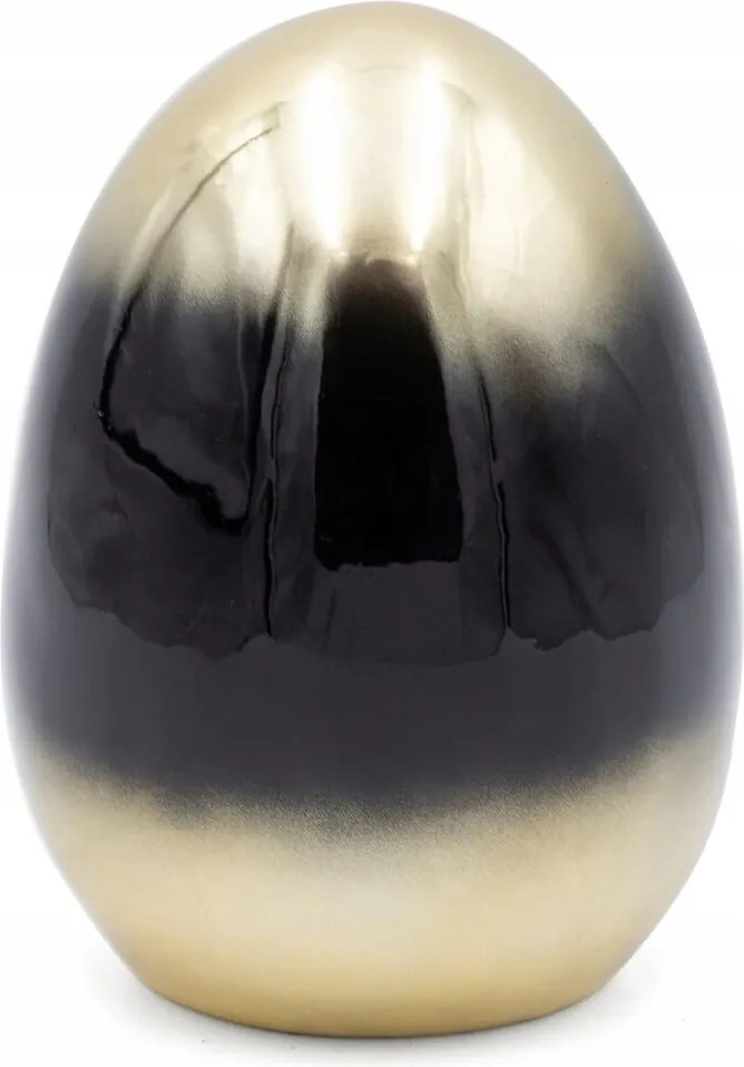 Húsvéti figura 12x12x16 fekete arany kerámia agyag tojás