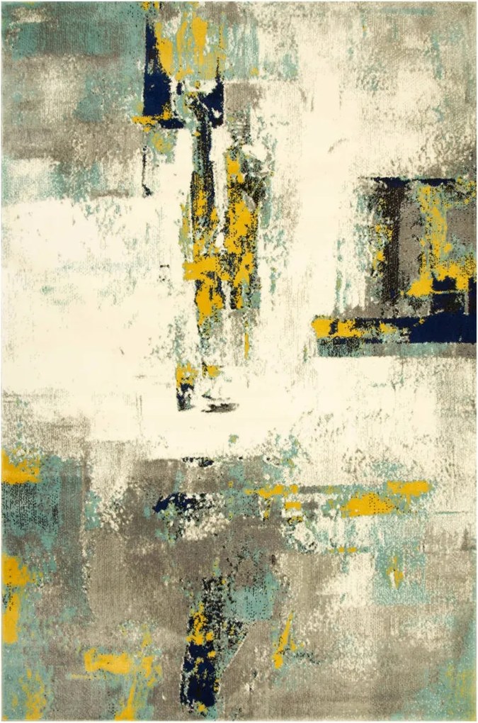 Puha Szőnyeg Nappaliba Absztrakt Türkiz Mintás Vakolat Beton 180x270 cm