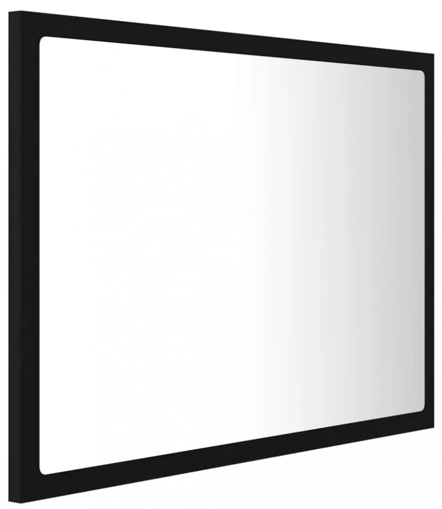 fekete akril LED-es fürdőszobai tükör 60x8,5x37 cm