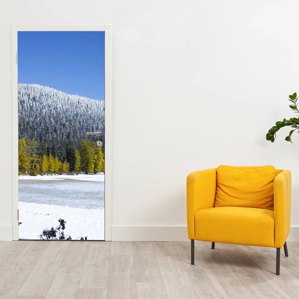 Fotótapéta ajtóra - Havas hegyek télen (95x205cm)