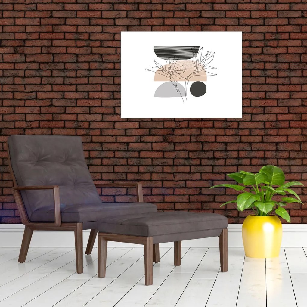 Üveg kép - Vonal művészet virágok N⁰2 (70x50 cm)