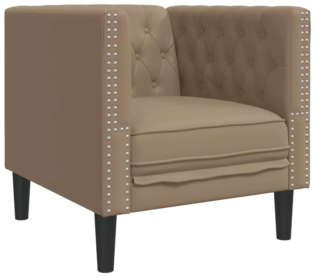 3 részes kávészínű műbőr Chesterfield kanapégarnitúra