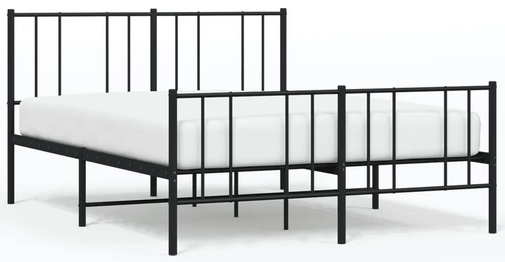 fekete fém ágykeret fej- és lábtámlával 120 x 200 cm
