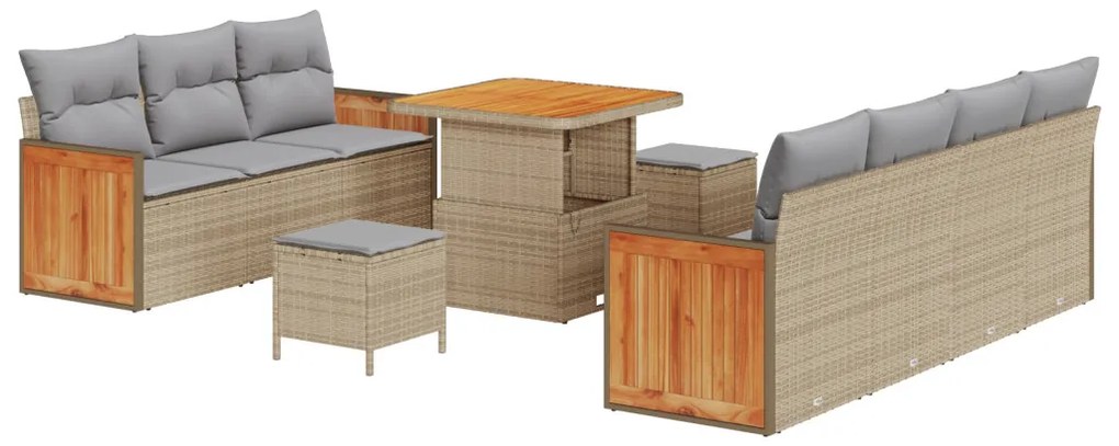 Kerti Kanapé Szett 10 pcs Beige és világosszürke