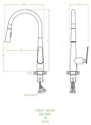 Laveo Nalda, álló konyhai csaptelep h-415, fekete, LAV-BAY_769D