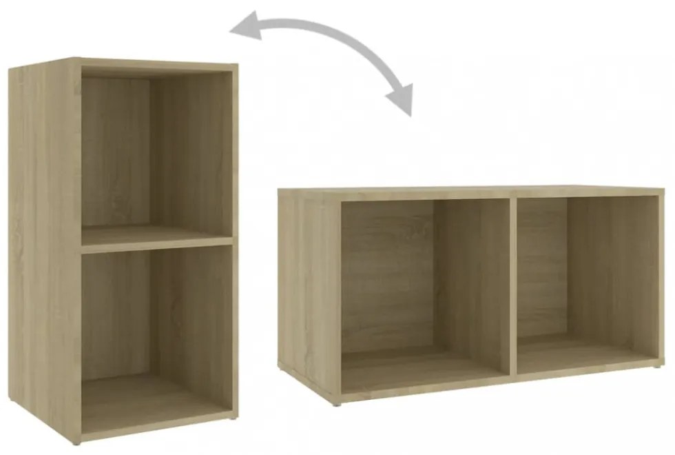 2 db sonoma tölgy színű szerelt fa TV-szekrény 72x35x36,5 cm