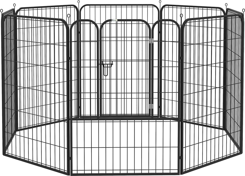 PawHut Kiskutya Játékkerítés - Állat Játékudvar - Kutya Játékkerítés - Formaalakítható Takavásár, Ajtóval, Fém 80 x 100 cm Fekete | Aosom