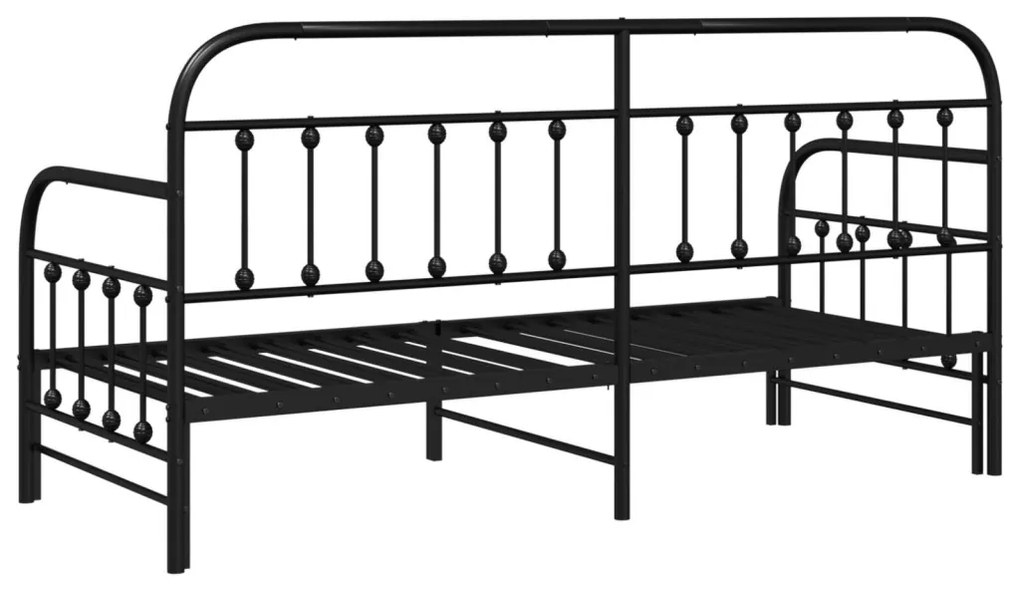Nappali ágykeret fejtámlával Fekete 75 x 190 cm Acél