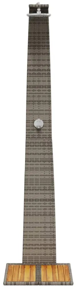 Szürke polyrattan és akácfa kültéri zuhanyzó 55 x 60 x 224 cm