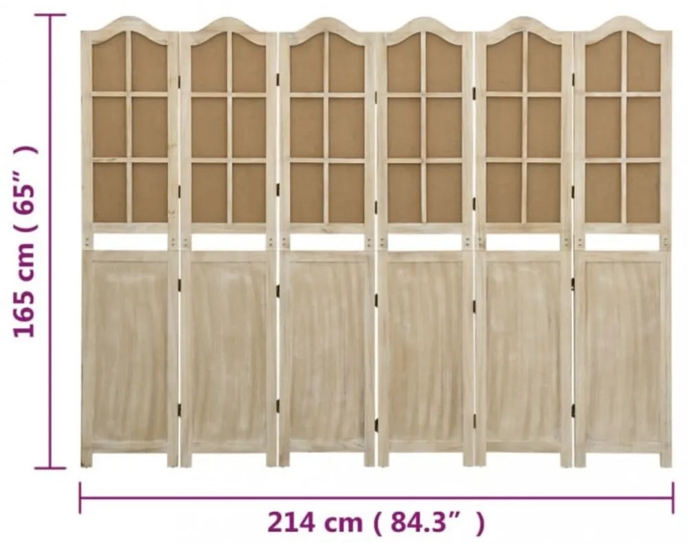 6 paneles barna szövet paraván 214 x 165 cm