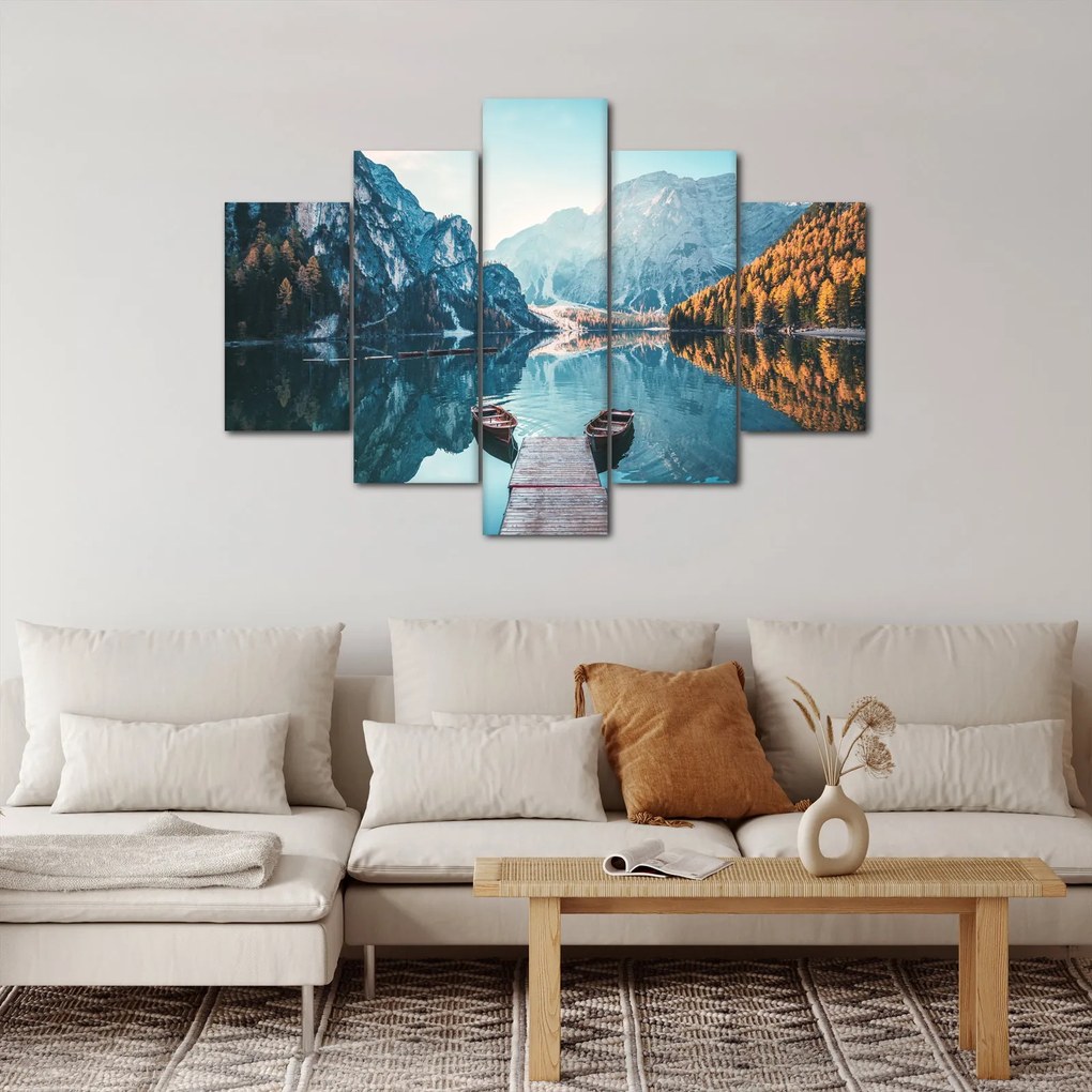 Kép - Csónakok a Braies-tónál (150x105 cm)