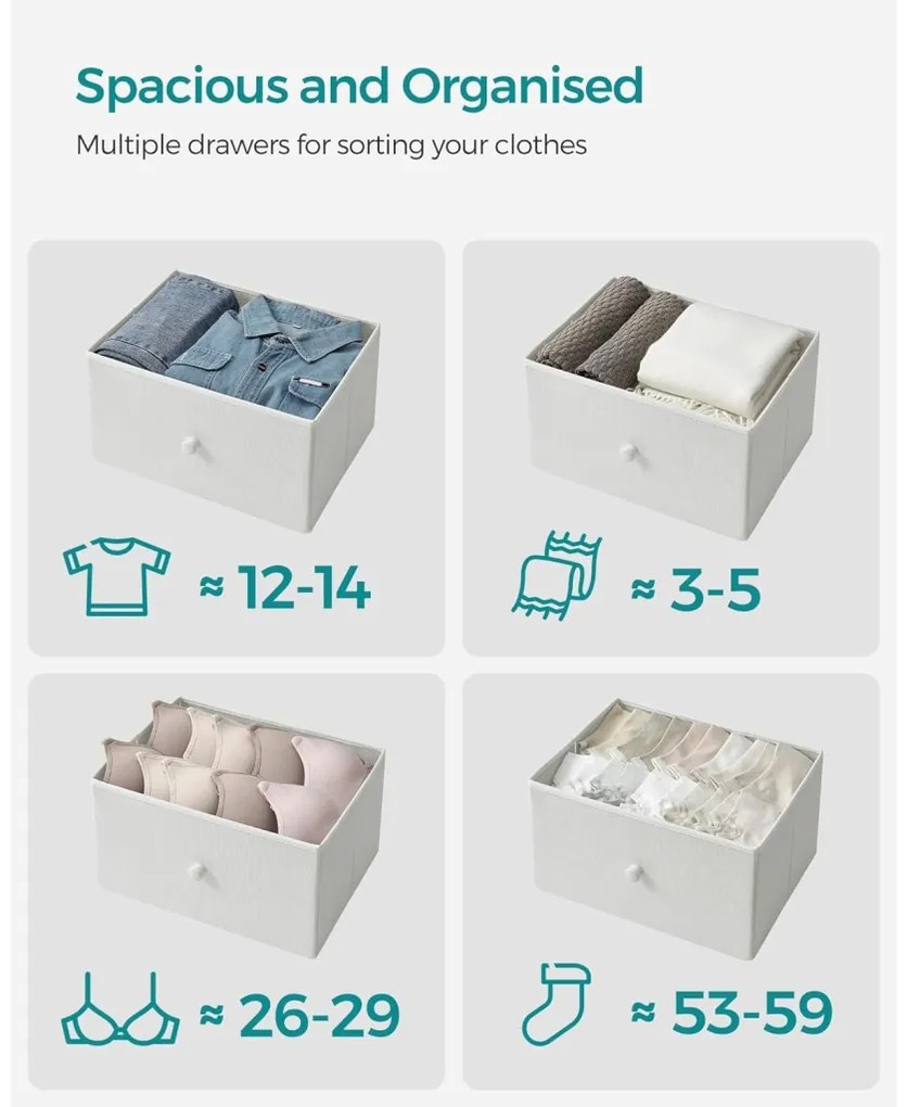 Tároló szekrény hat fiókkal, ruhás szekrény, fehér és tölgy 80x30x85cm