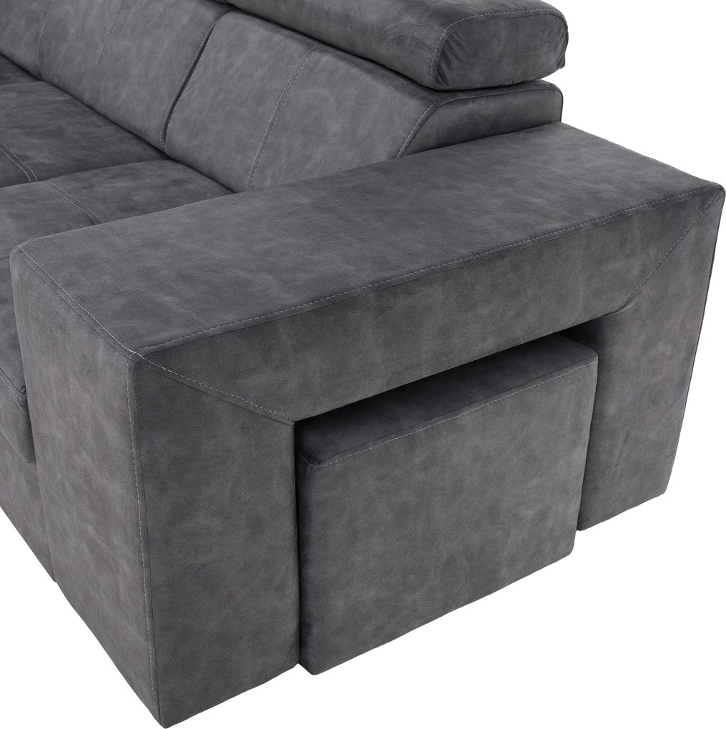 Ülőgarnitúra, szürke, balos, MALAGA