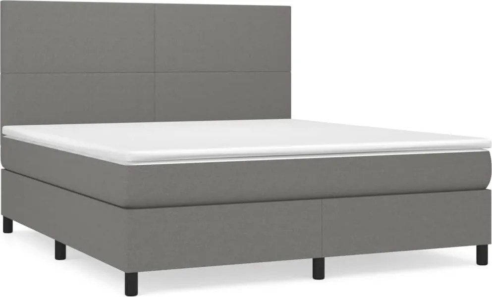 vidaXL sötétszürke szövet rugós ágy matraccal 160 x 200 cm