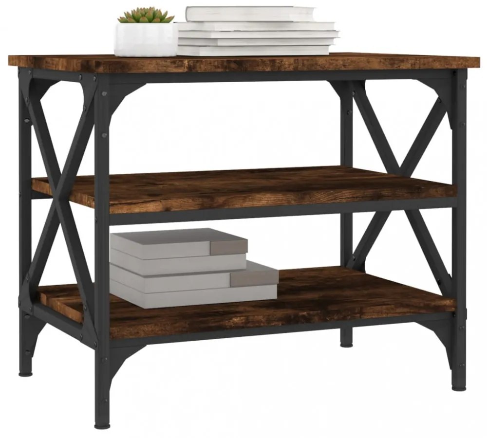 vidaXL füstös tölgy színű szerelt fa kisasztal 55x38x45 cm