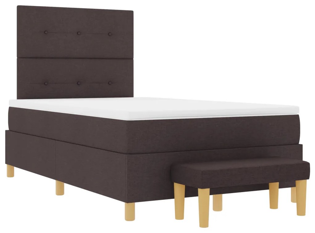 Boxspring Ágy Matrac és Pad Sötétbarna 120x200 cm Szövet