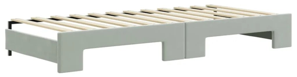 világosszürke kihúzható bársony heverő matraccal 90 x 200 cm