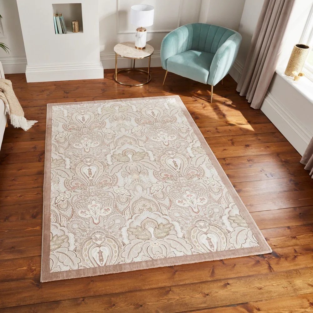 Krémszínű szőnyeg 120x170 cm Damask Bronze – Think Rugs