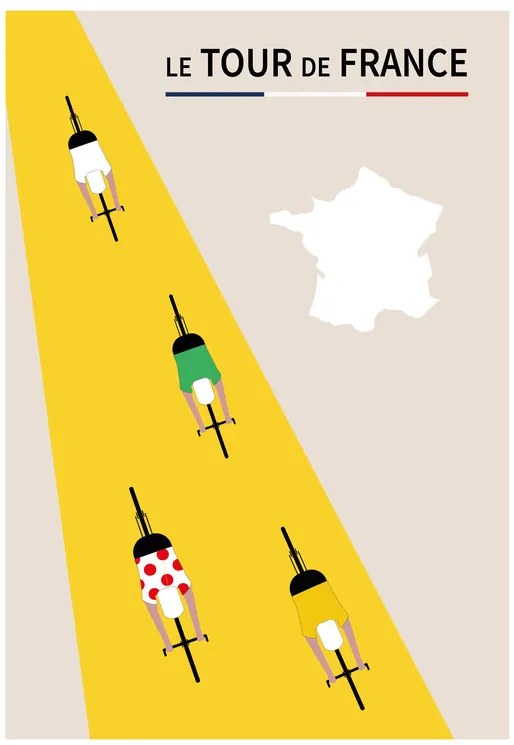 Illusztráció le Tour de France, Poster Paperago