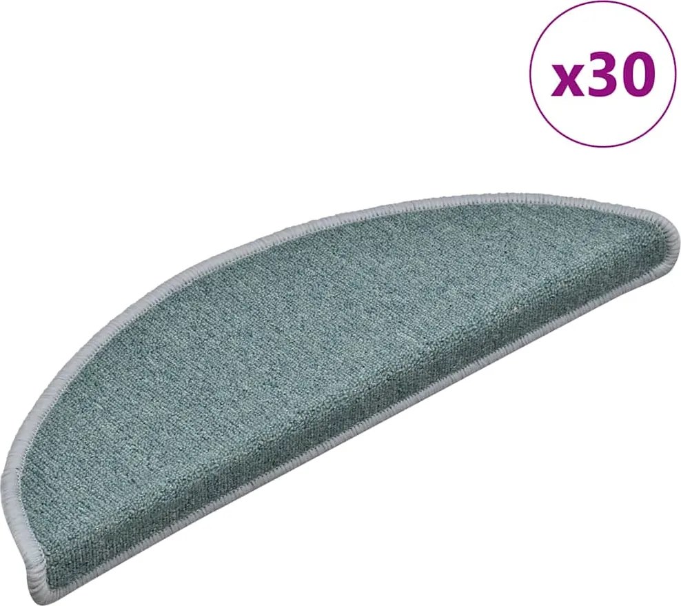 vidaXL 30 db-os lépcsőszőnyegek 56 x 17 x 3 cm tengerkék félkör alakú szőnyeg