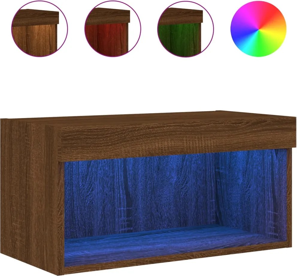 vidaXL barna tölgy színű TV-szekrény LED-világítással 60 x 30 x 30 cm