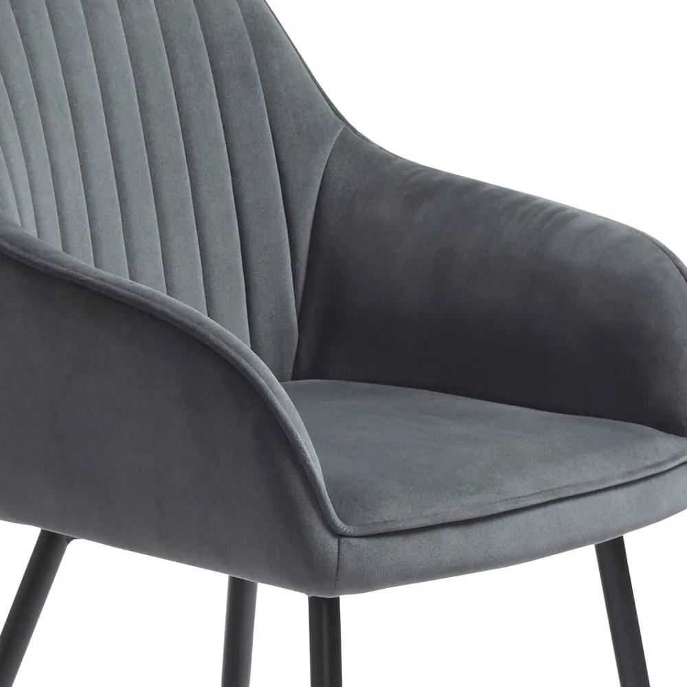 Szürke kárpitozott karfás étkezőfotel szett 2 db-os Nolan Stripe – Unique Furniture