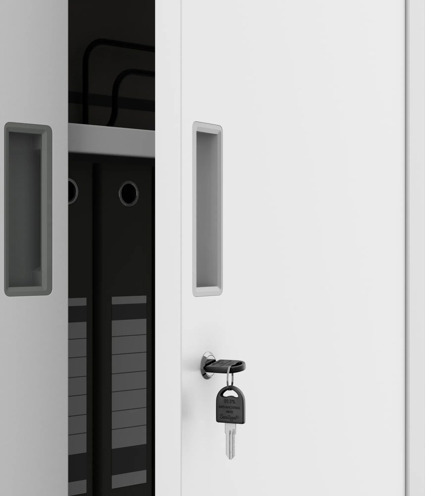4 polcos fém irodai szekrény, fehér, 1750x800x400 mm: JAN Compact