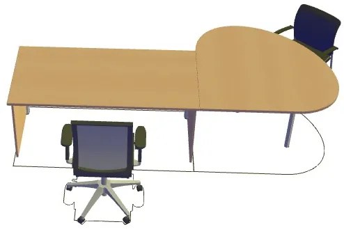 Irodai asztal 120 x 120 cm, ProOffice A, bal, vadkörte