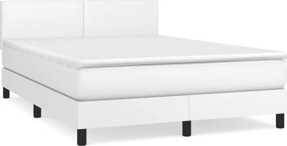 vidaXL fehér műbőr rugós ágy matraccal 140x190 cm